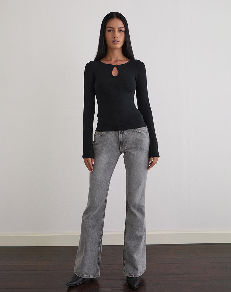 Image of Nique Long Sleeve Top in Thick Rib Black
