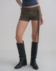 Image of Nivaya Micro Short with Wrap Belt in Cupro Dark Brown