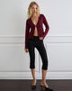 Image of Niyah Long Sleeve Cardigan in Burgundy