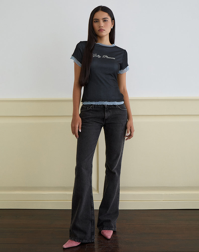 Noburia Top in Black Blue Guilty Pleasure Hot Fix