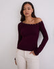 Image of Noraba One Shoulder Top in Red Wood with Eyelets