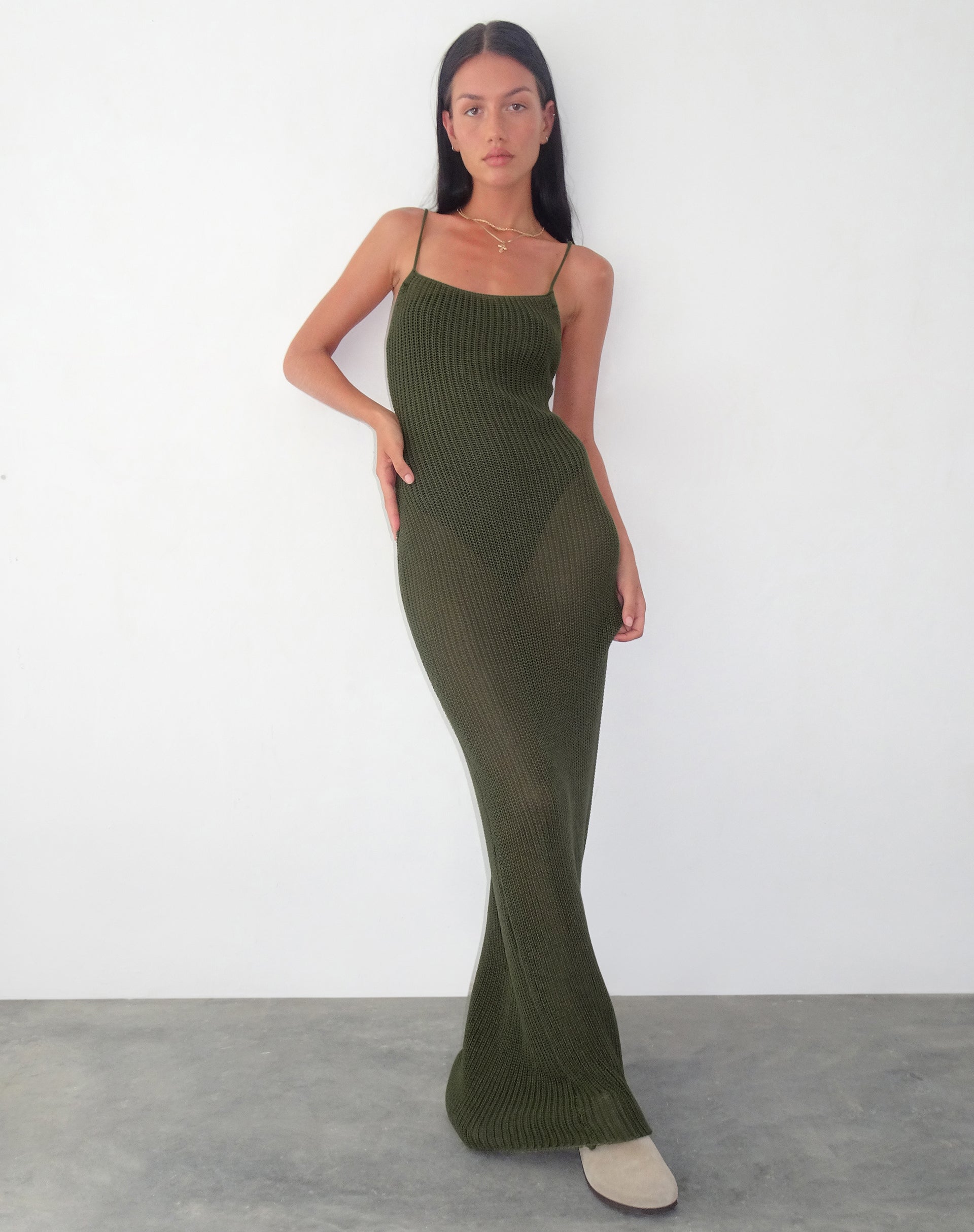 Image of Norila Knitted Maxi Dress in Olive