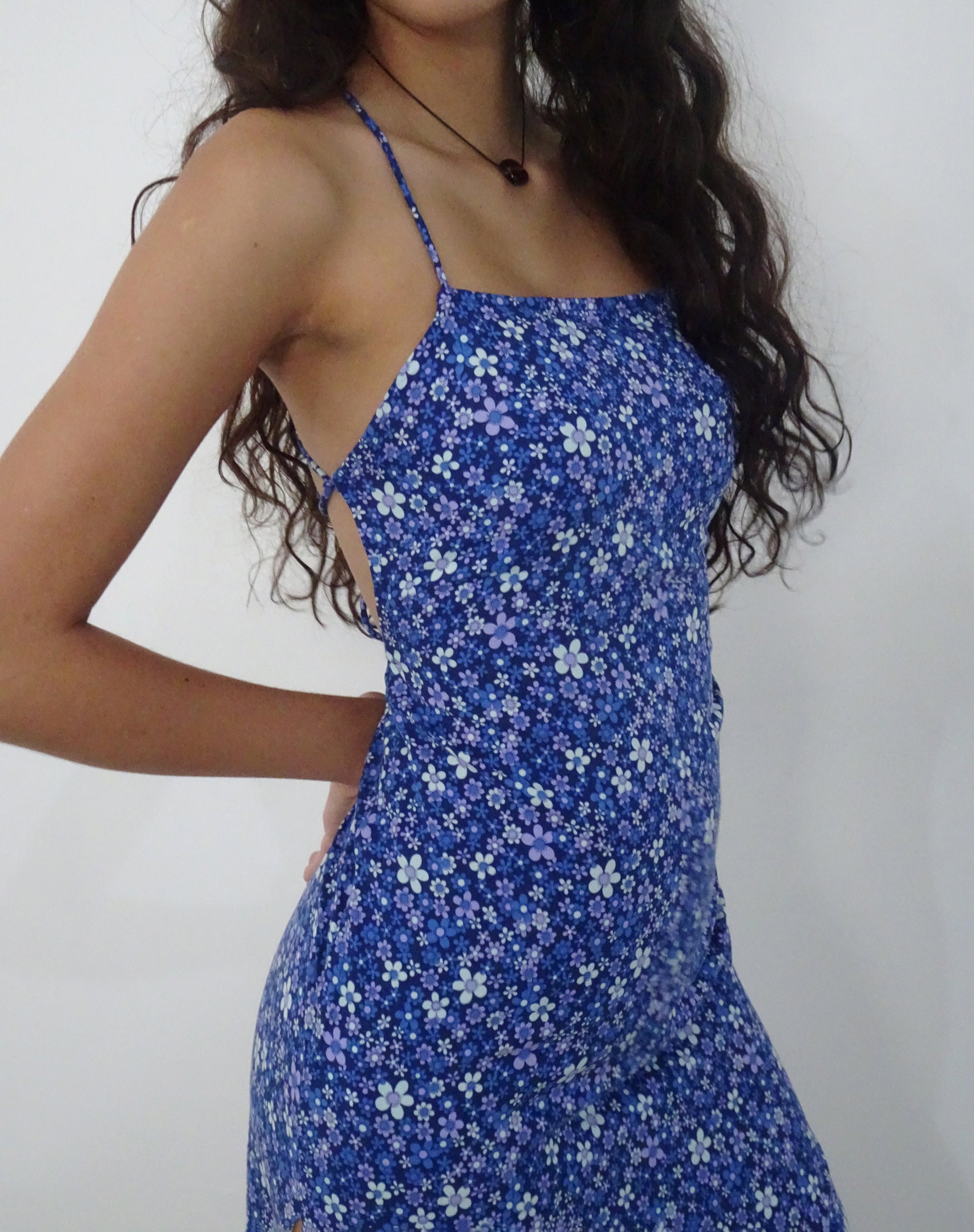Retro Blue Midi Dress Nosita motelrocks