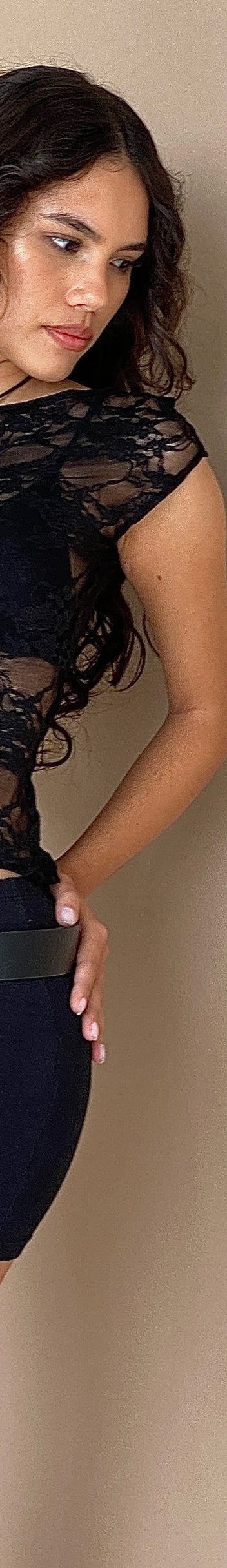 Nola Lace Surplice Top - Black main image 1