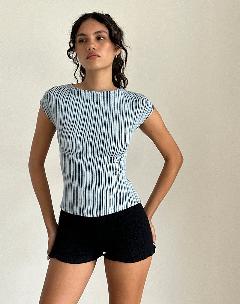 Image of Nova Top in Jersey Blue and Black Stripe
