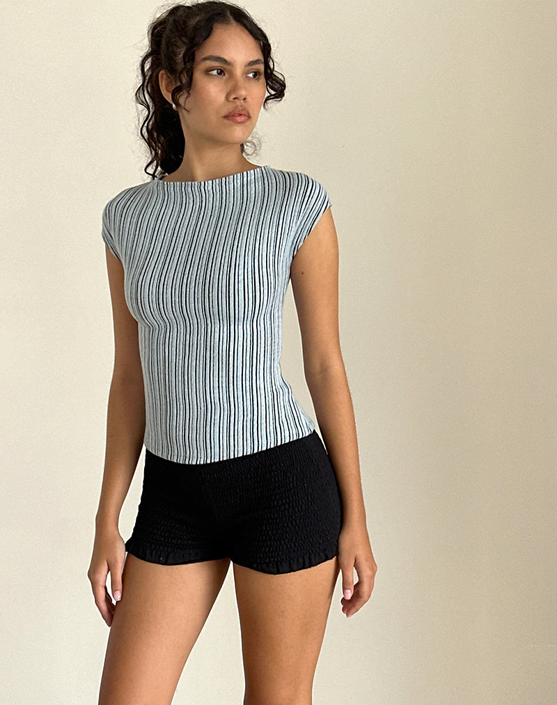 Image of Nova Top in Jersey Blue and Black Stripe
