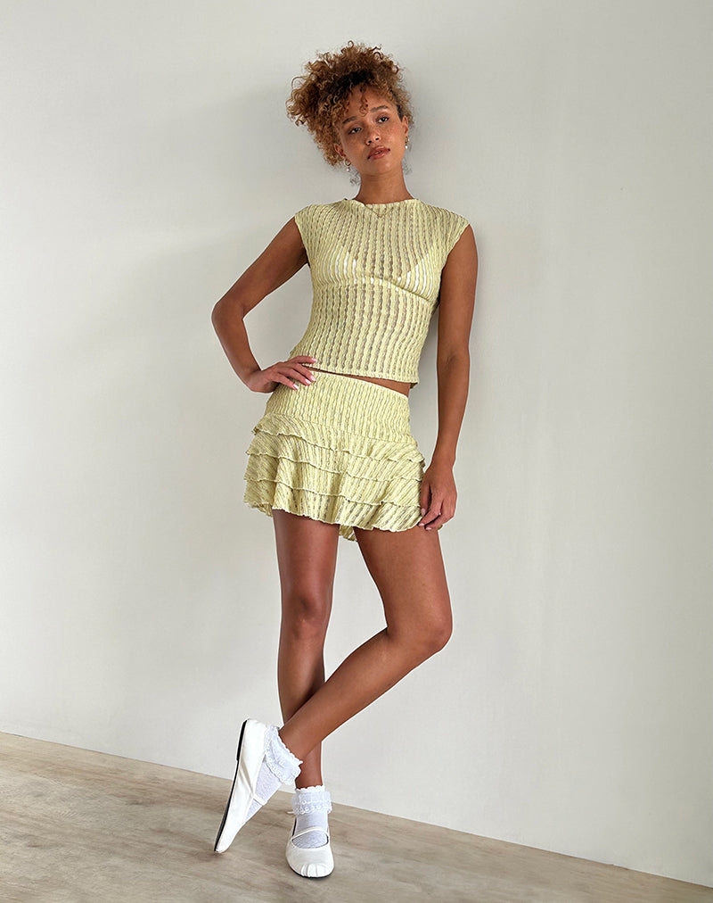 Carlota Mini Skirt in Crinkle Sage