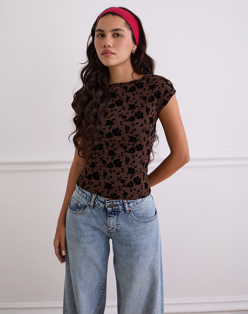 Image of Nova Top in Garden Floral Brown