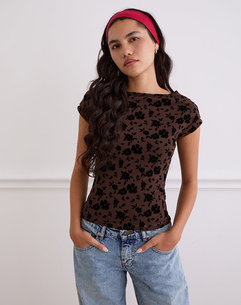Image of Nova Top in Garden Floral Brown