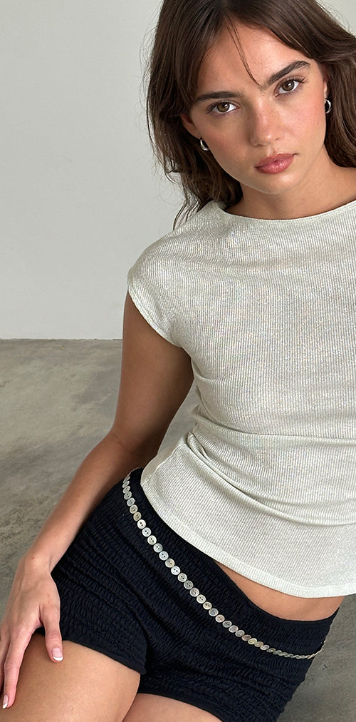 Image of Nova Top in Shimmer Rib Ivory