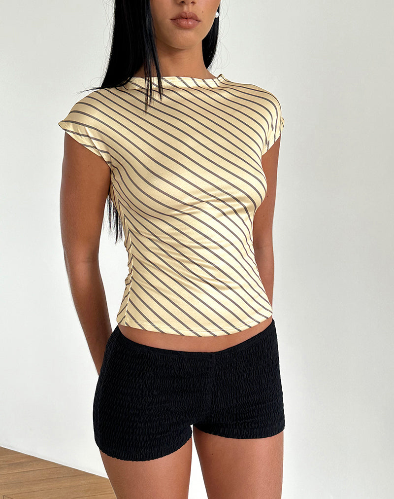 Image of Nova Slinky Top in Yellow Diagonal Stripe
