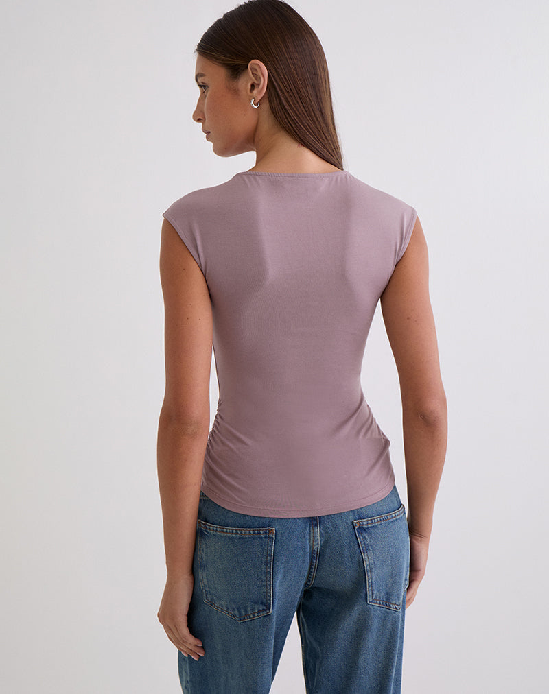 Image of Novia Top with Ruched Sides in Dusty Mauve