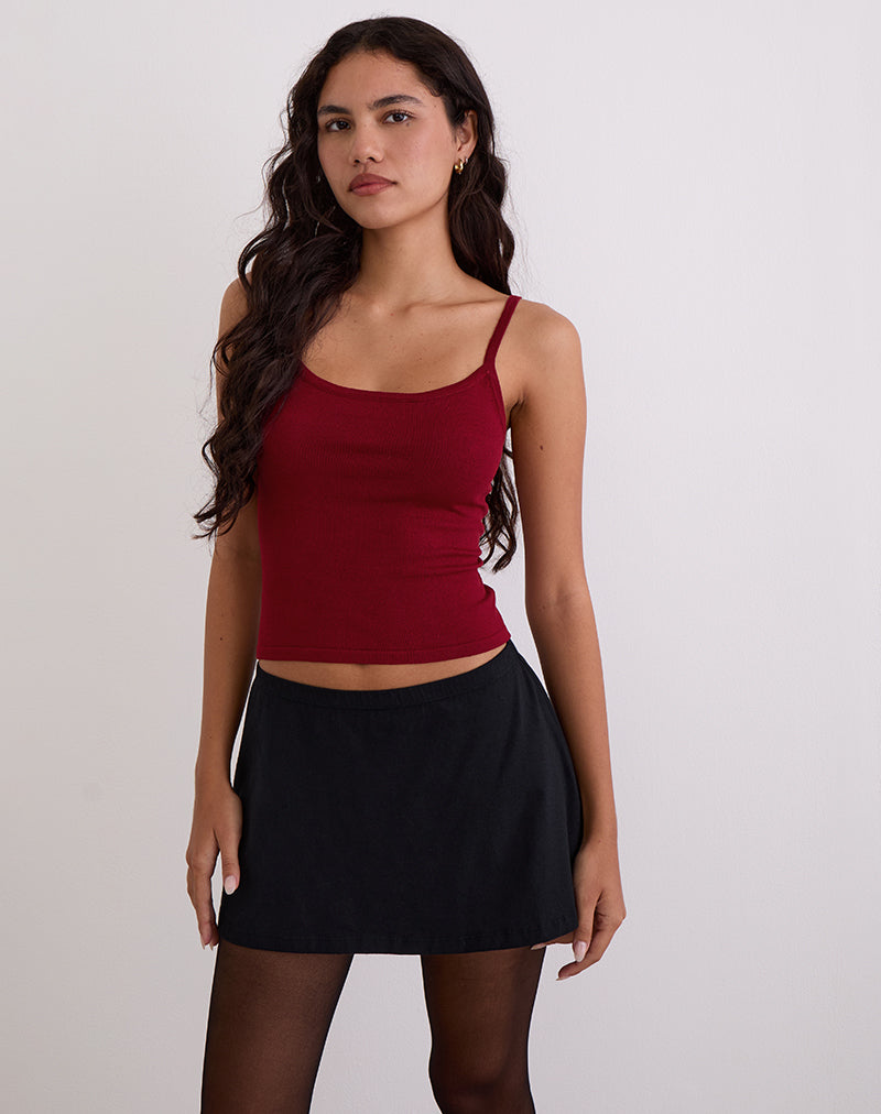 Image of Ziva Knit Cami Vest Top in Burgundy