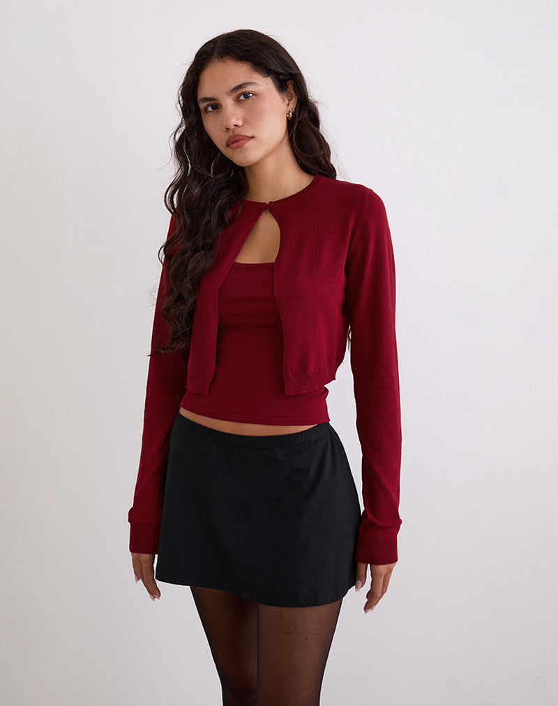 Image of Ziva Knit Cami Vest Top in Burgundy