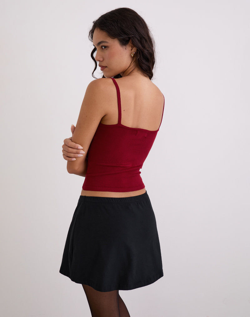Image of Ziva Knit Cami Vest Top in Burgundy