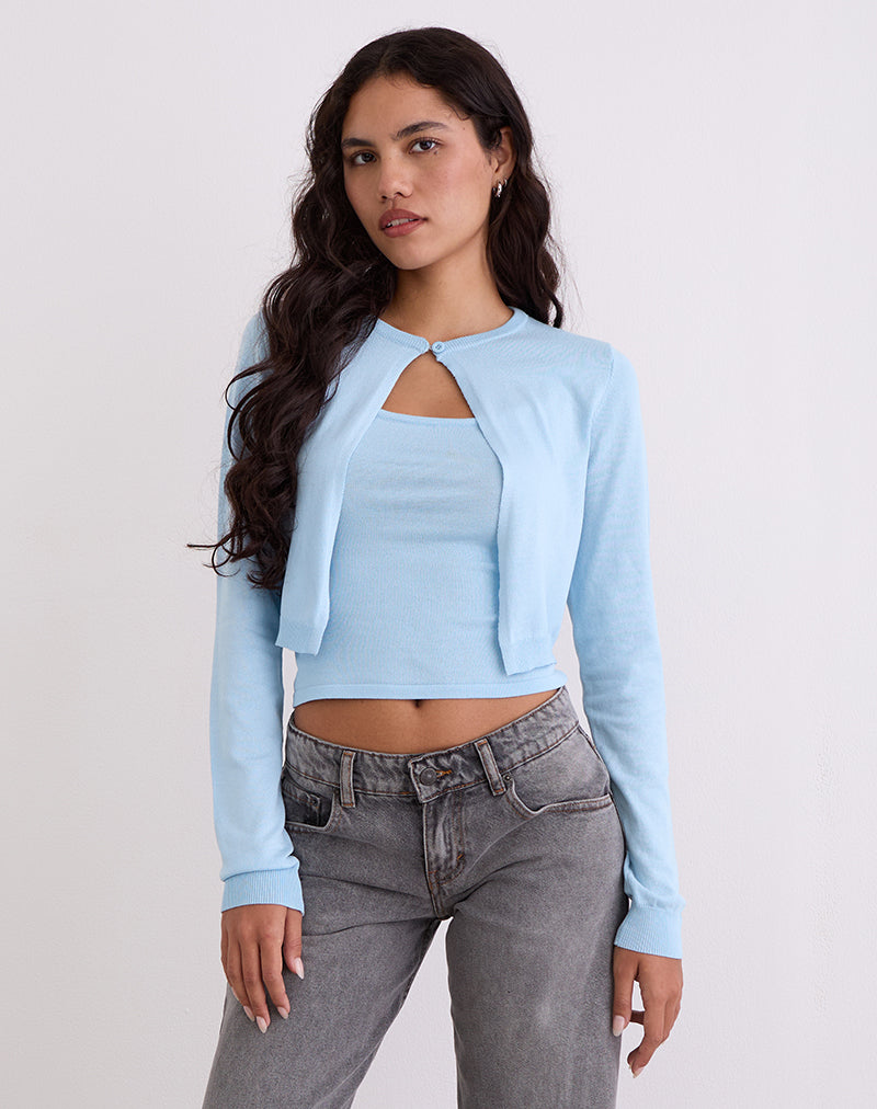 Image of Ziva Knit Cami Vest Top in Blue