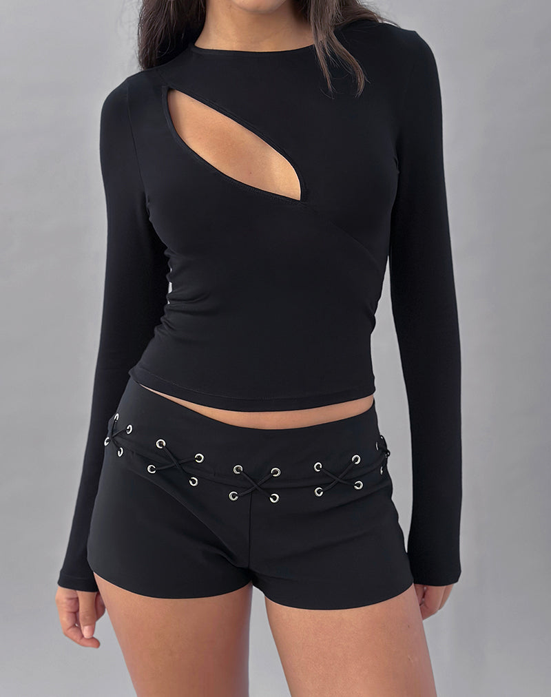 Black Long Sleeve Cut Out Top | Nyla – motelrocks.com