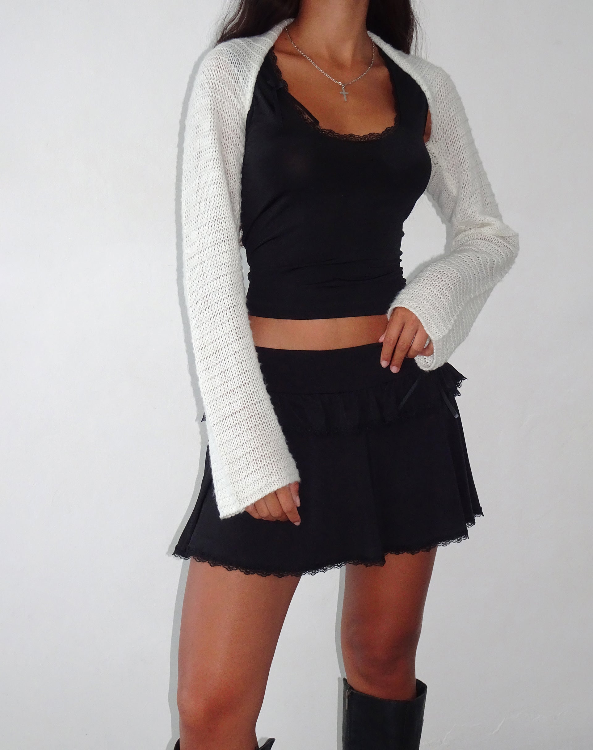 Ivory White Knit Long Sleeve Top Nobila –1