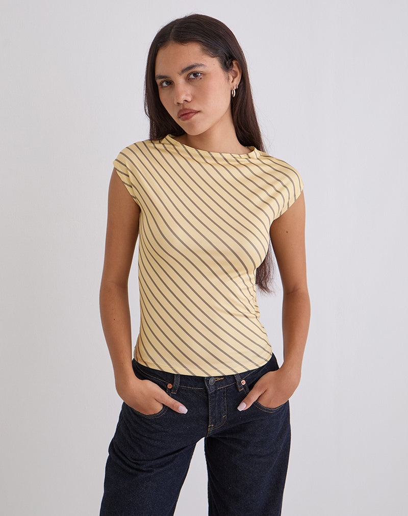 Yellow Ridding Top Yellow Diagonal Stripe Slinky Top | Nova – motelrocks.com