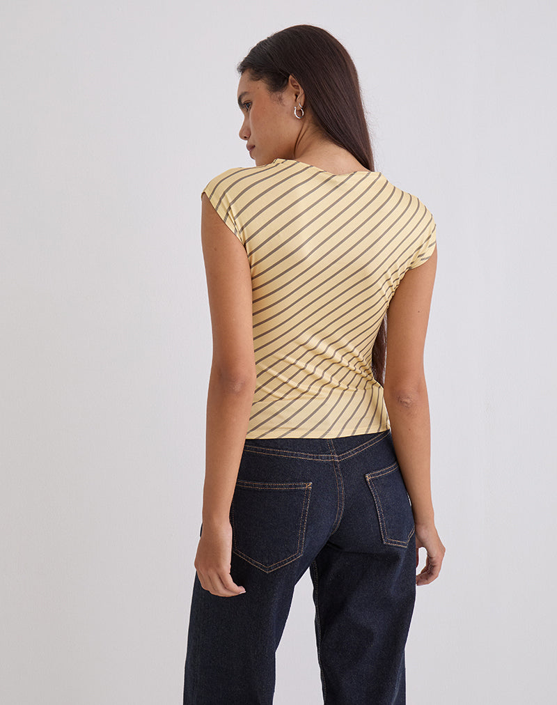 Yellow Ridding Top Yellow Diagonal Stripe Slinky Top | Nova – motelrocks.com