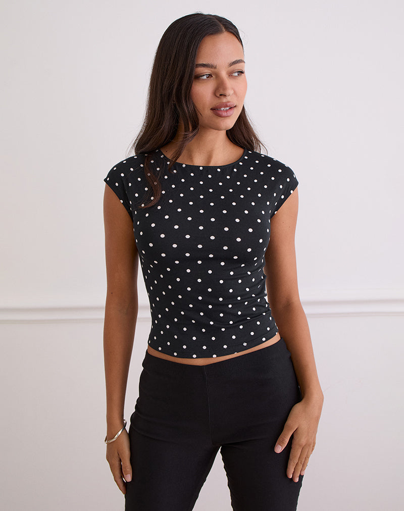 Image of Nova Top in Black Polka Jersey