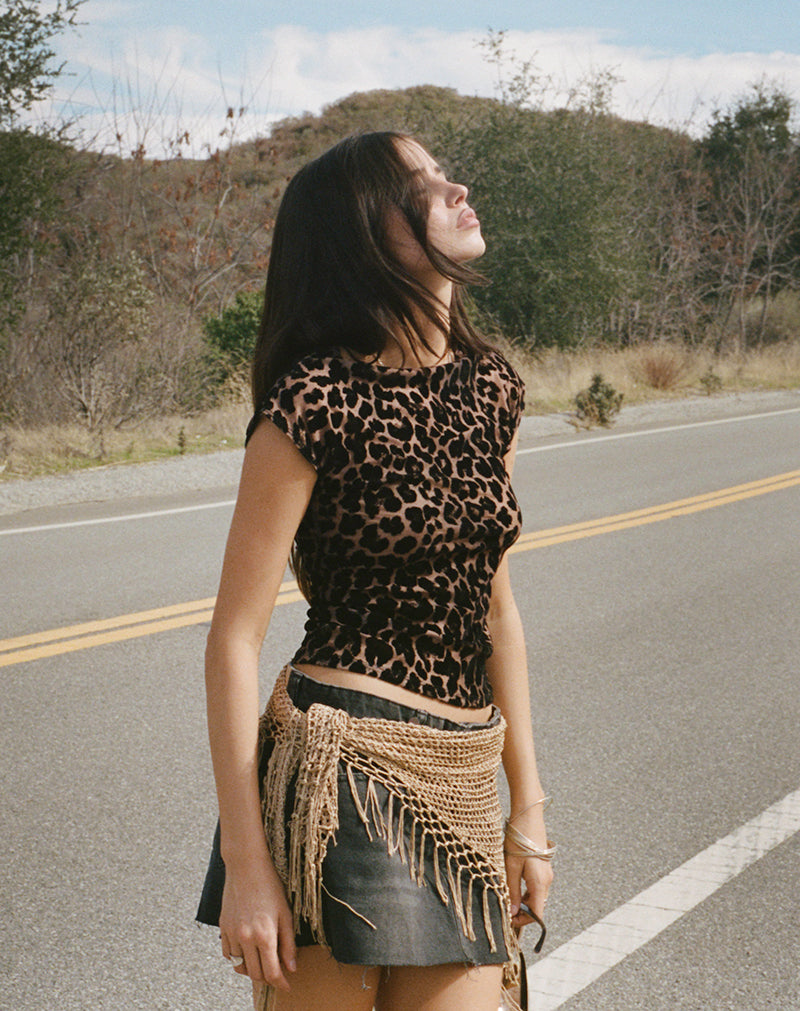 Rar Leopard Print Flock Mesh Short Sleeve Top | Nova – motelrocks.com