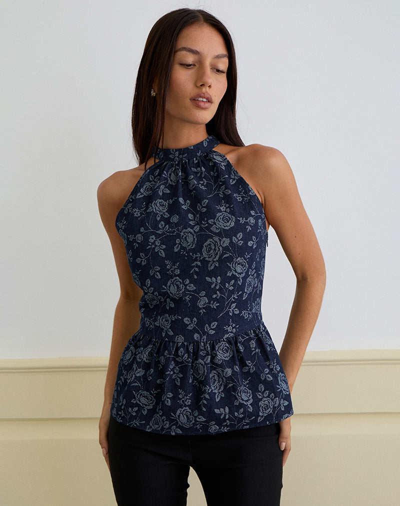 Image of Obrix Top in Chambray Indigo Rose