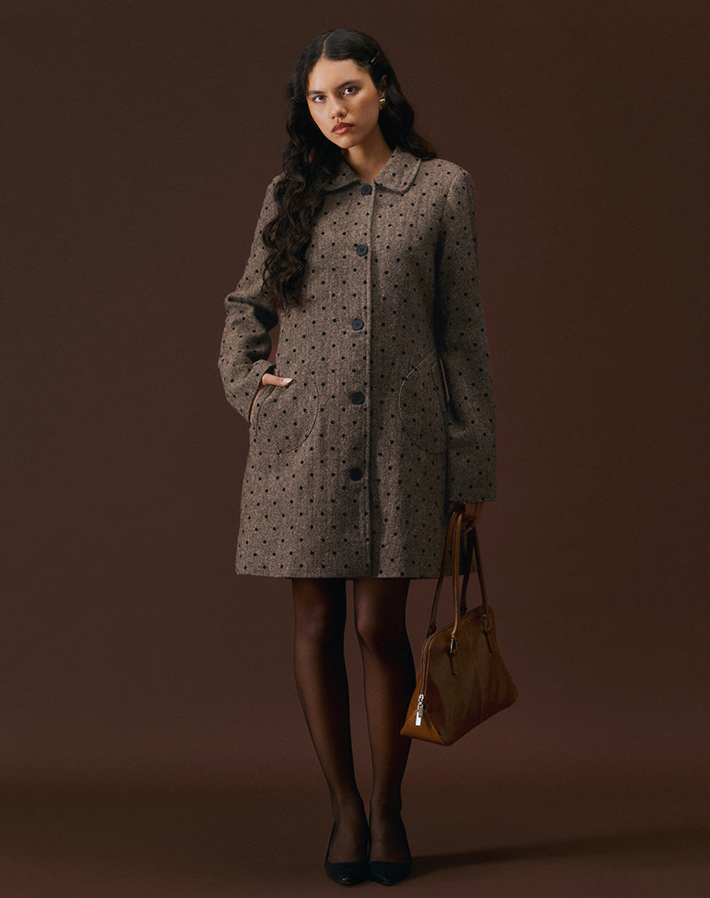 Image of Lirena Longline Coat in Polka Brown