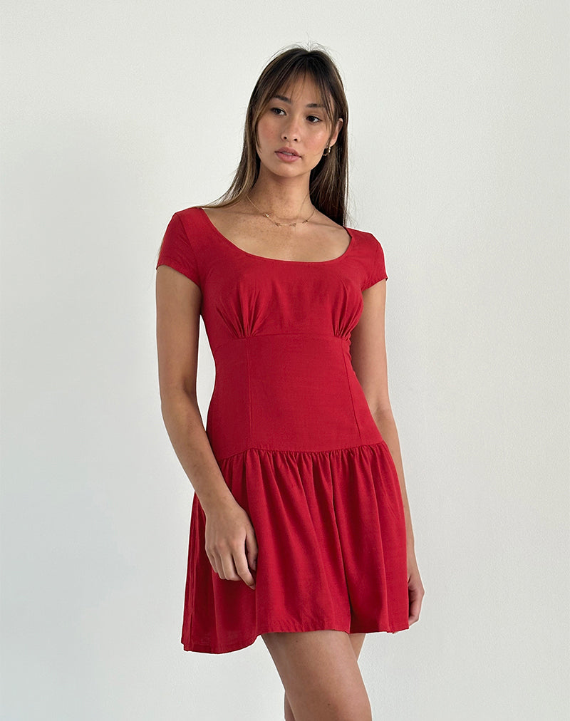 Image of Ohayo Mini Dress in Adrenaline Red
