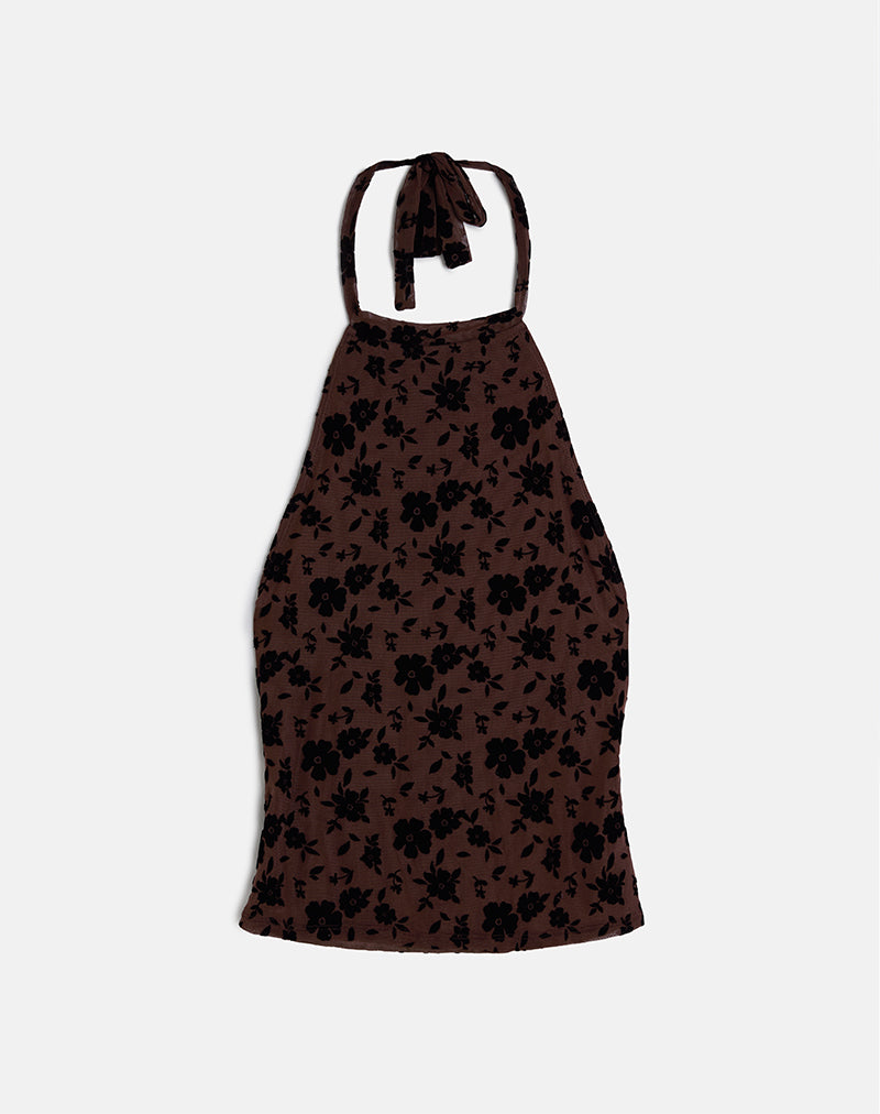 Image of Olivera Top in Brown Garden Floral