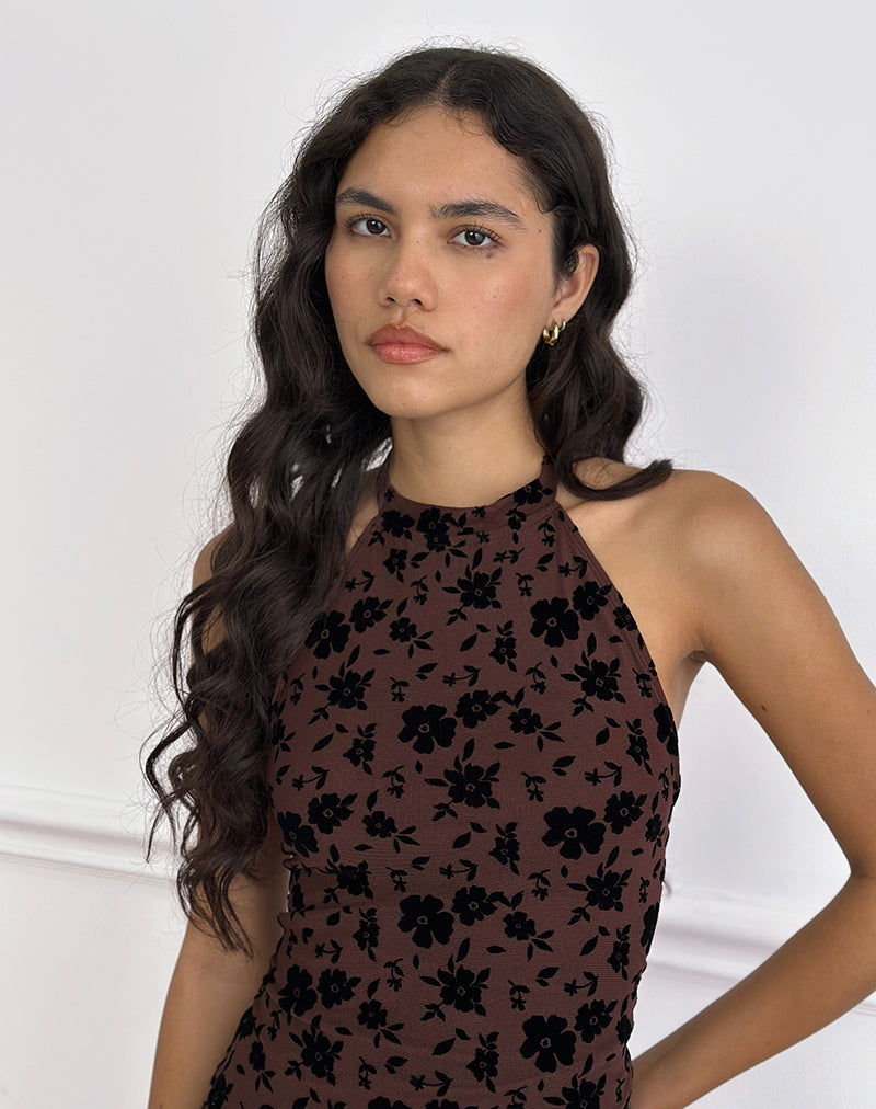 Image of Olivera Top in Brown Garden Floral