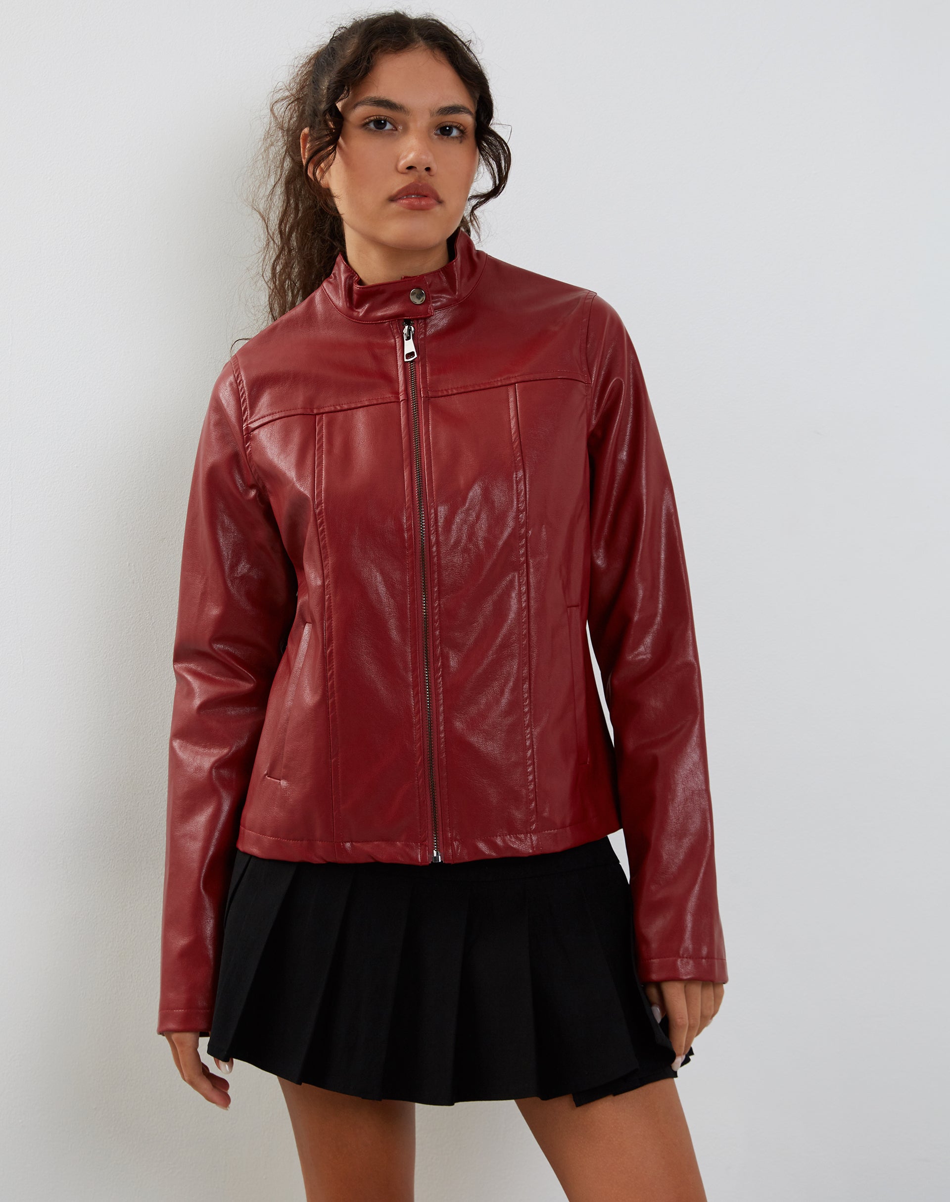 Image of Olivia Jacket in PU Blood Red