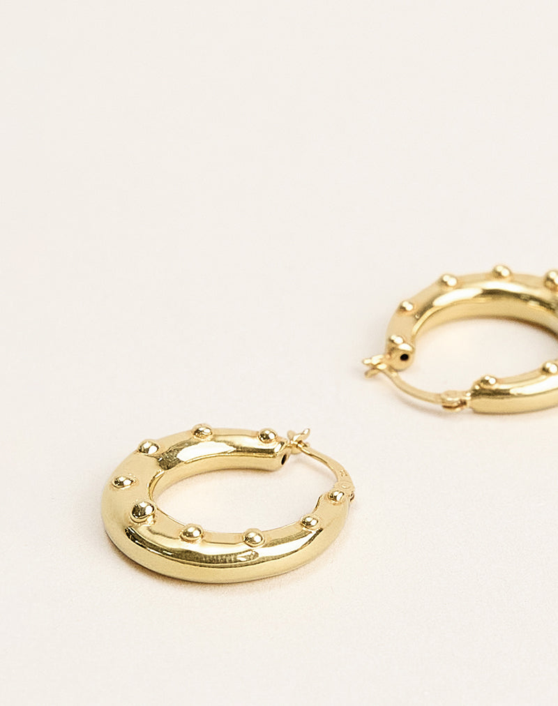 Image of Gold Plated Hoop Earrings with Small Beads