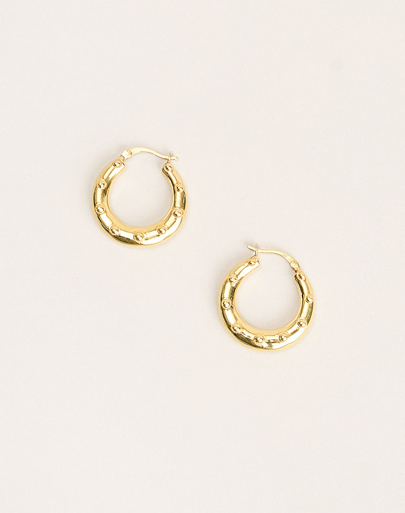 Image of Gold Plated Hoop Earrings with Small Beads