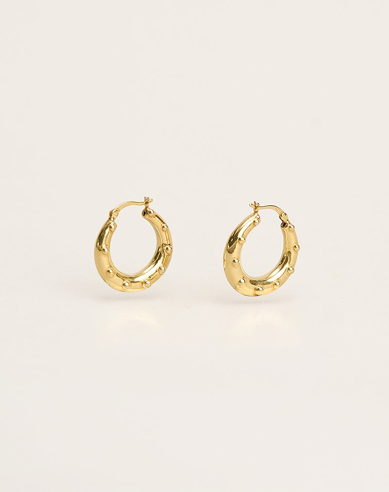 Gold Plated Hoop Earrings with Small Beads