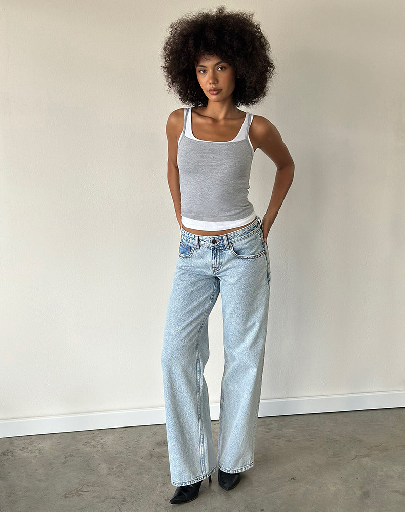 Oslyn Top in Grey Marl and White Combination