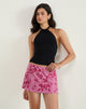 Image of Osuya Mini Skirt in Stencil Flower Pink