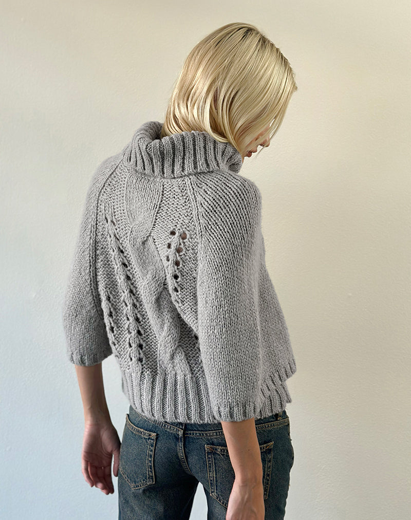 Image of Oswin Jumper in Cable Knit Light Grey