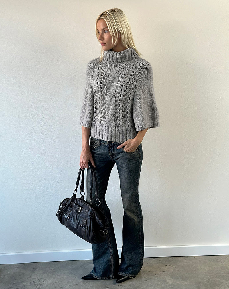 Image of Oswin Jumper in Cable Knit Light Grey