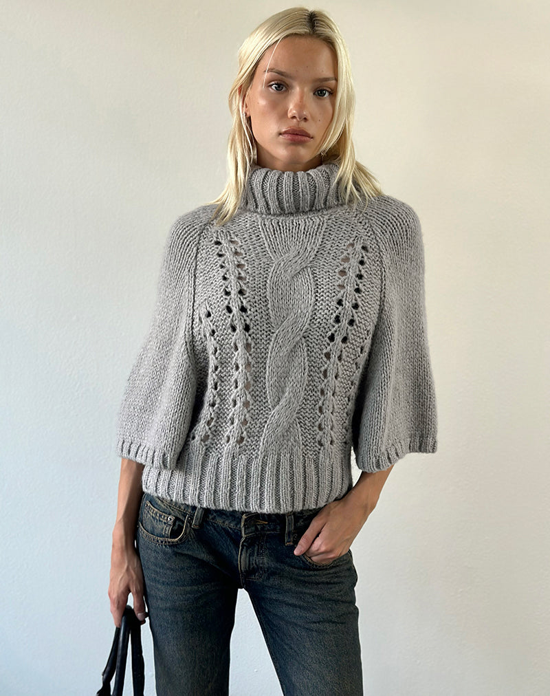 Image of Oswin Jumper in Cable Knit Light Grey