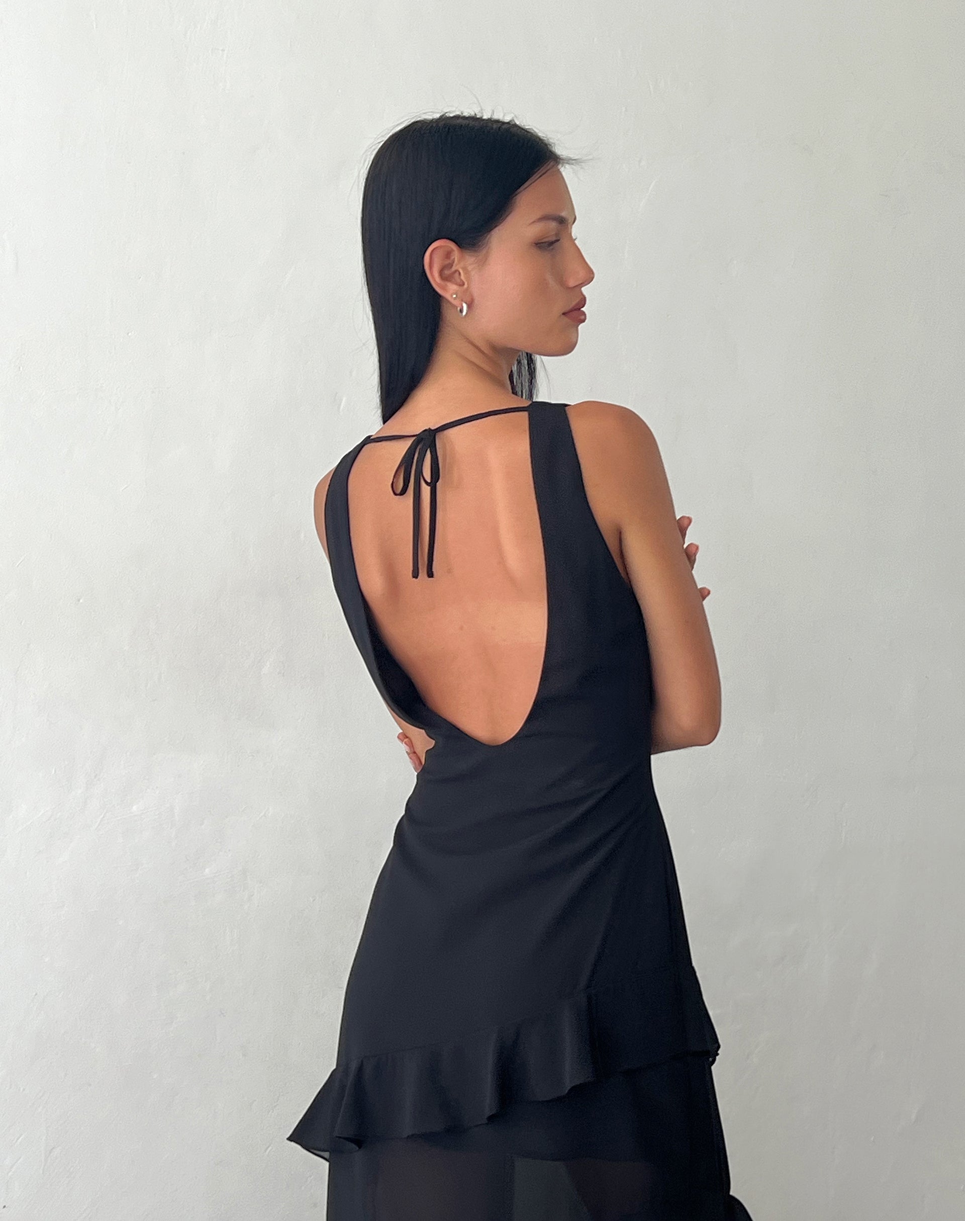 Black Ruffle Detail Maxi Dress | Otna motelrocks.com Black Ruffle Detail Maxi Dress | Otna motelrocks.com