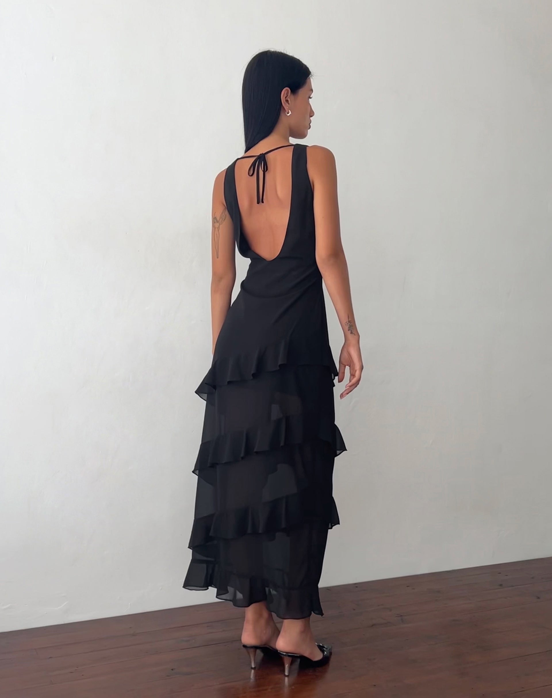 Black Ruffle Detail Maxi Dress | Otna motelrocks.com Black Ruffle Detail Maxi Dress | Otna motelrocks.com