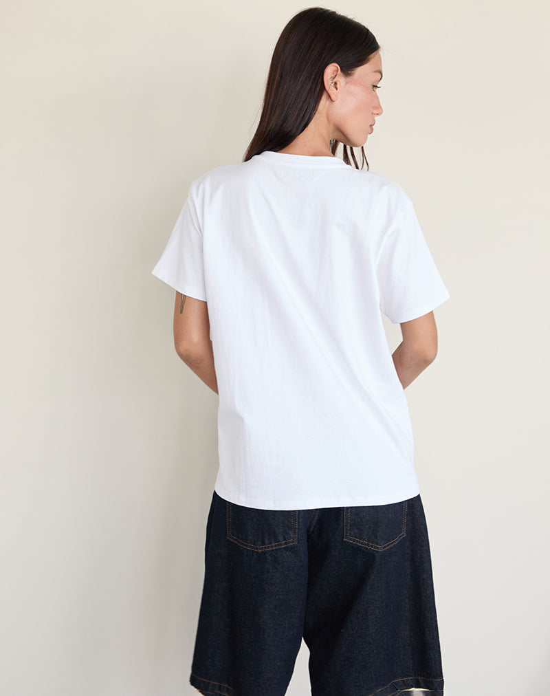 Image of Oversize Basic Tee in White with Gemini Motel Pet Print