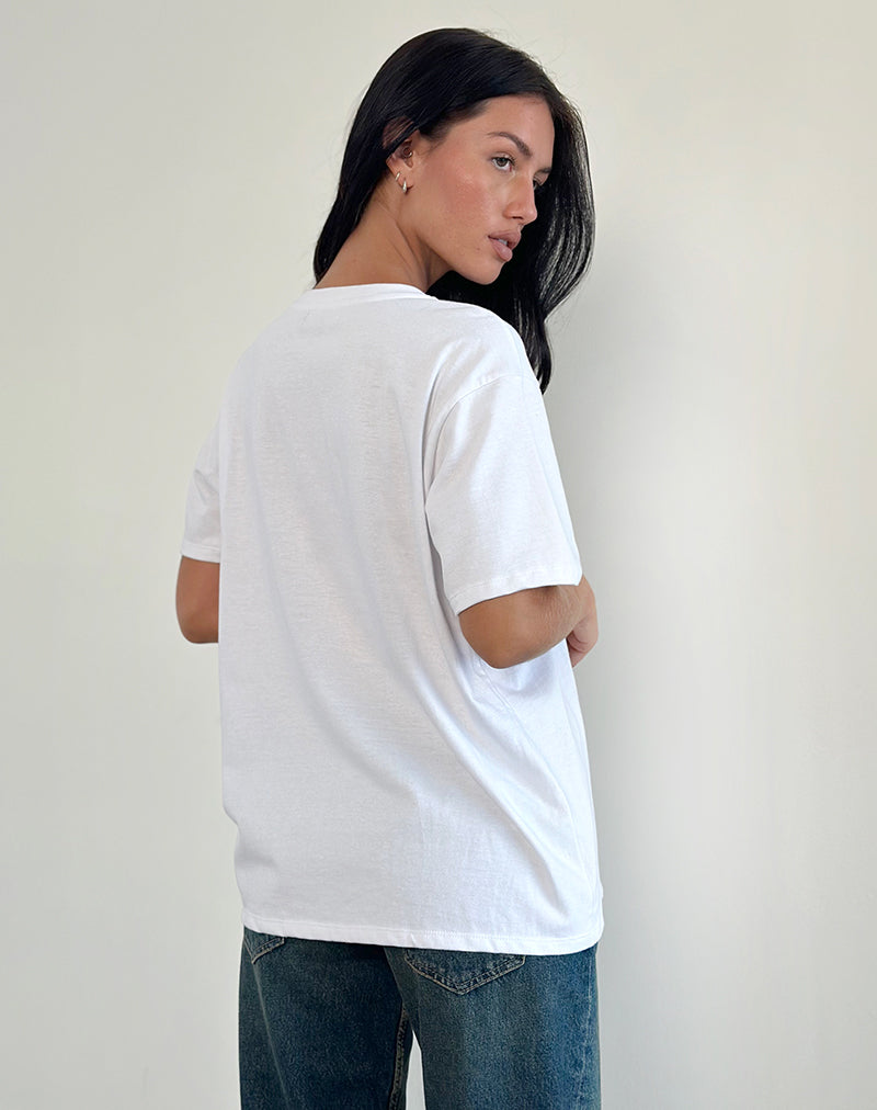 White Basic Tee with Kitty | Oversized – motelrocks.com