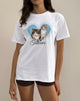 Image of Oversize Basic Tee in White with Taurus Motel Pet Print