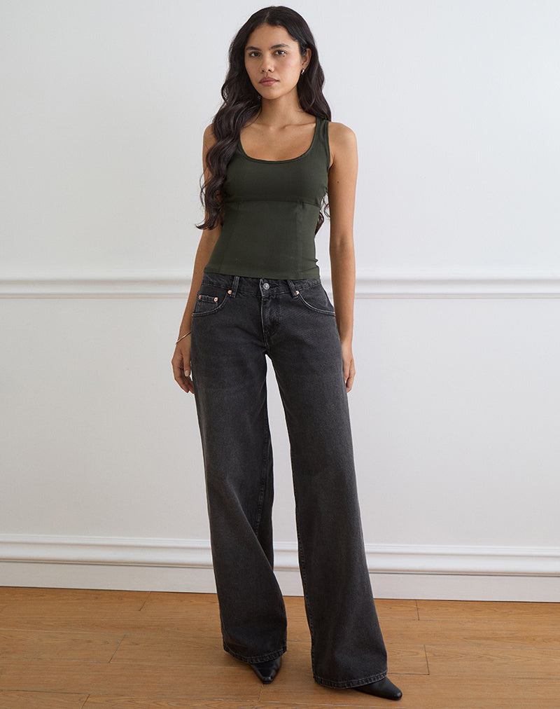 Ovia Scoop Corset Top in Tailoring Dark Khaki