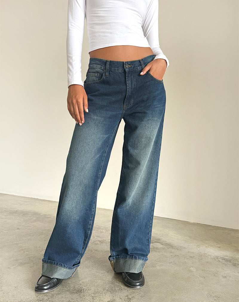 Image of Oversized Dad Low Rise Jeans in Dark Vintage