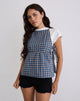 Image of Palsi Tie Side Top in Medium Tartan Blue