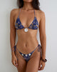 Image of Lentra Bikini Bottom in Hibiscus Paisley Dark Purple with Shells Trim