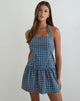 Image of Panja Mini Halter Neck Dress in Medium Tartan Blue
